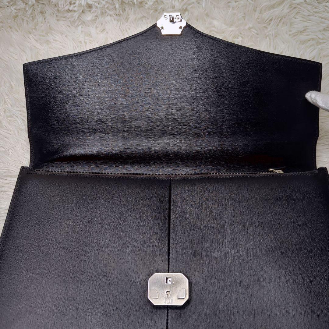 美品✨ダンヒル サイドカー ダレスバッグ レザー 黒 A4収納可 ロゴ