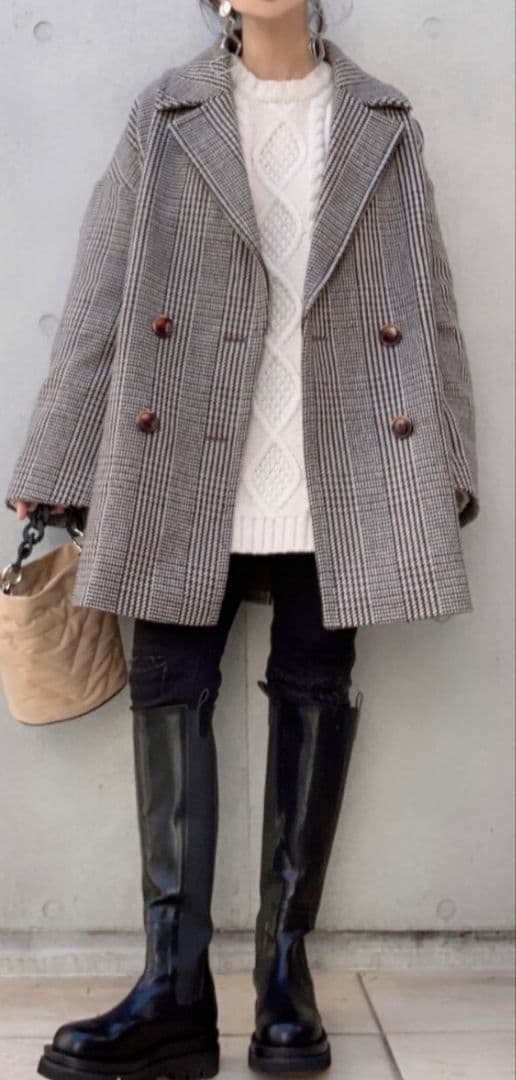 ジャーナルスタンダードレリューム ダブルカラー チェックコート