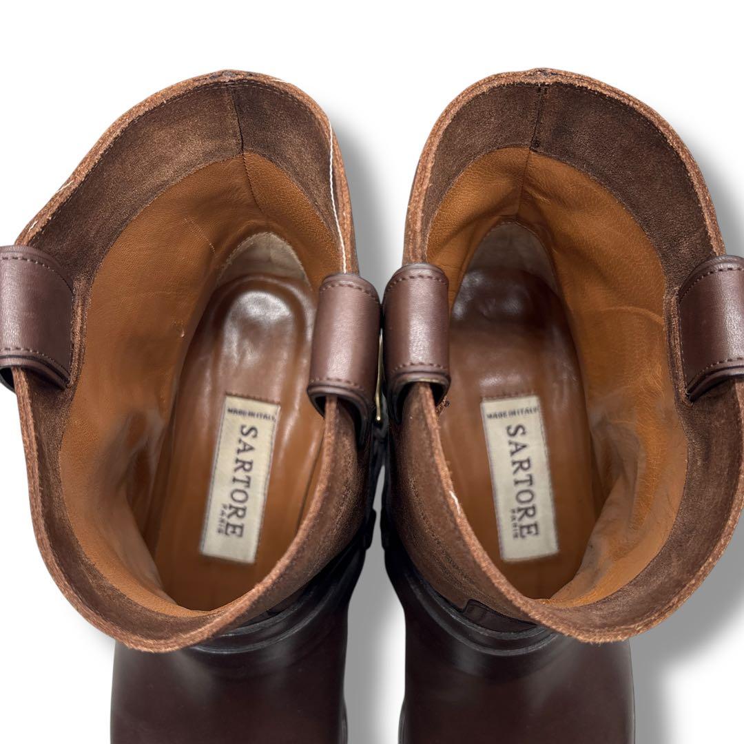 極美品□SARTORE【23.0】ハーネスブーツ レザー スエード ブラウン 茶
