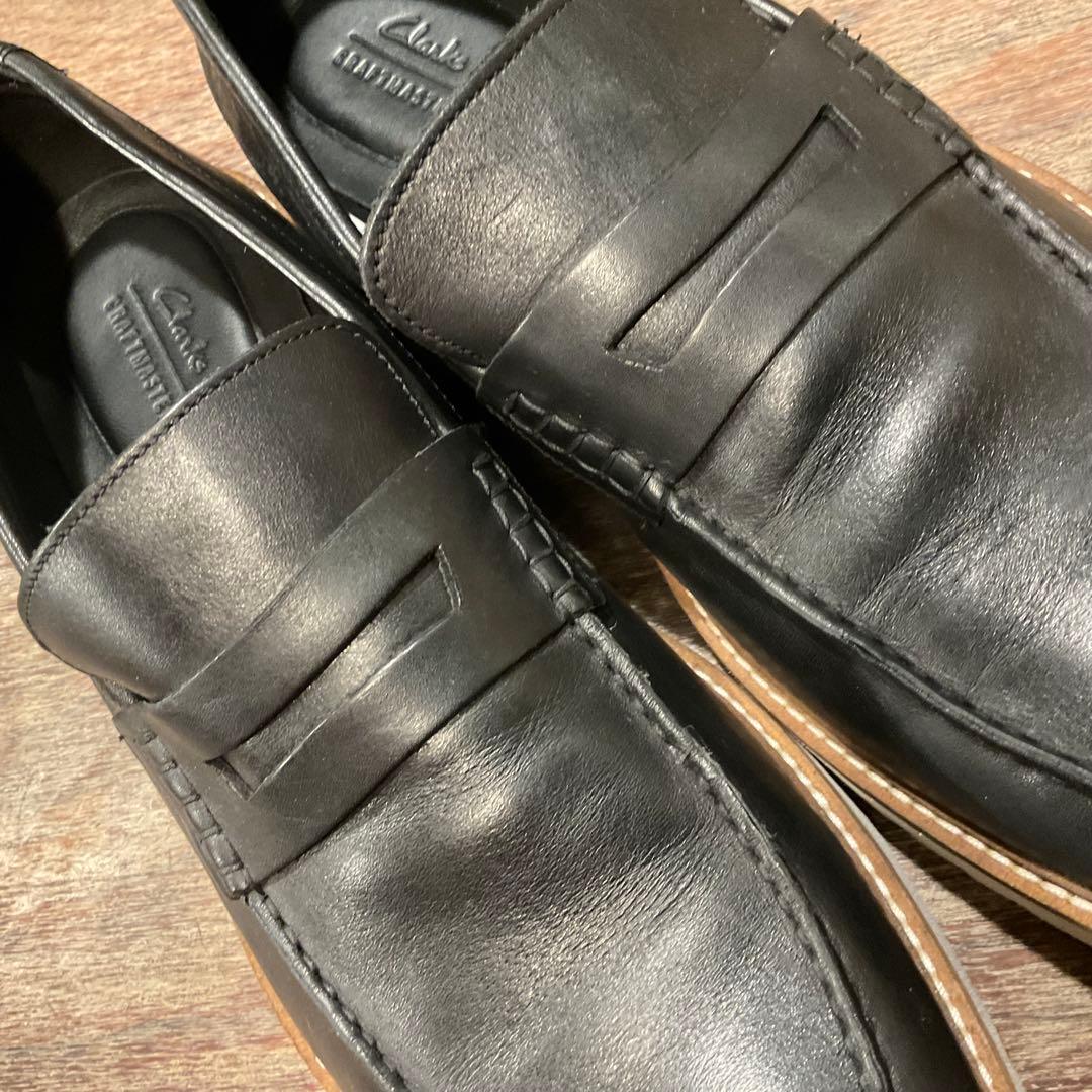 30cm！クラークス ローファー アーネストフリー メンズ ブラック