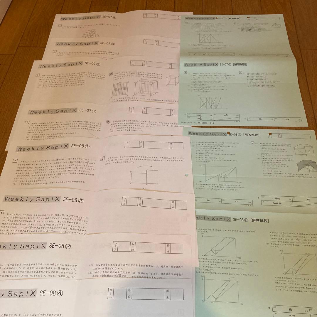 サピックス SS特訓 SE聖光プリント 算数 2回分 - メルカリ