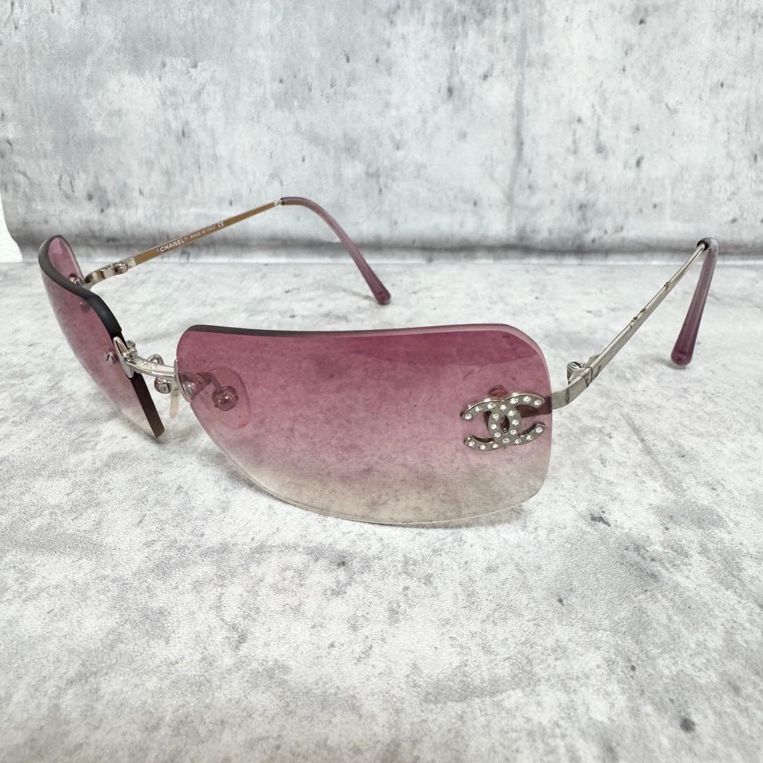 CHANEL シャネル サングラス リムレス ココマーク ラインストーン