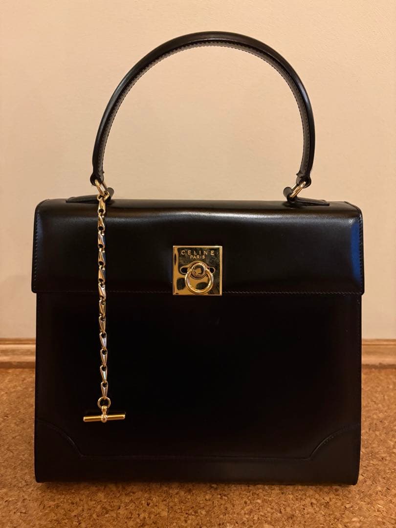 CELINE セリーヌ　ガンチーニ　ハンドバッグ　ヴィンテージ　オールドセリーヌ CELINE セリーヌ ガンチーニ レザー ボックス 2way ショルダーバッグ