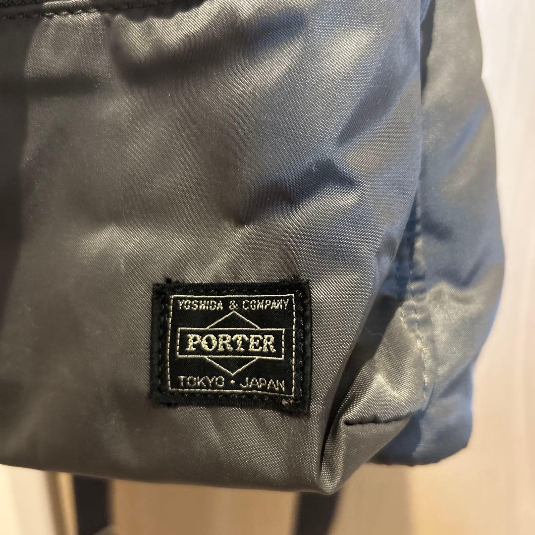 PORTER グレー ショルダーバッグ バルーンサック 巾着 シルバー S