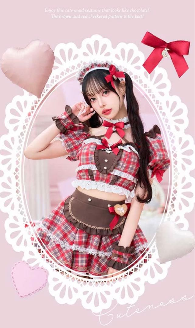 チョコラブチェックメイド バレンタインコスプレ12点セット Malymoon