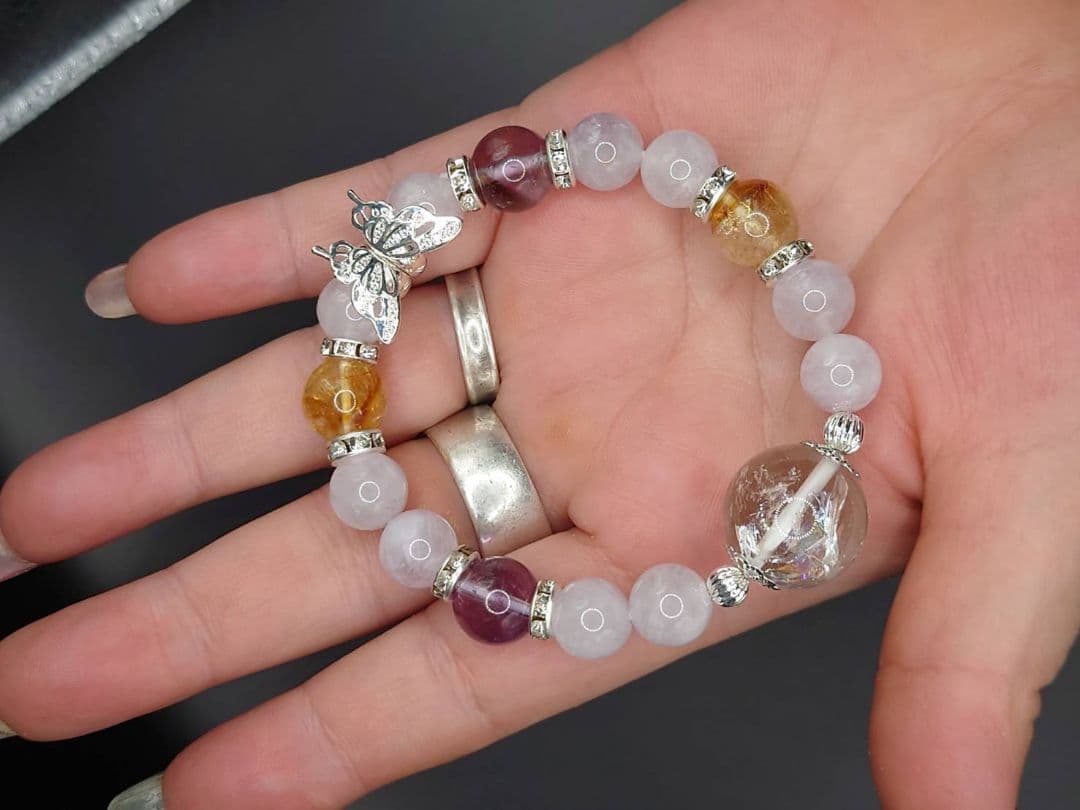 アイリス虹大玉、シトリン、アメジスト、ムーンストーンデザブレ