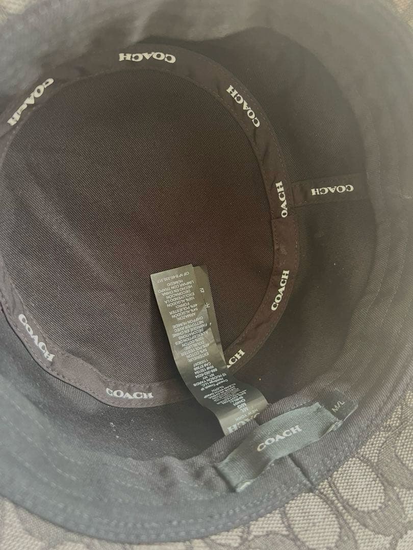 COACH バケットハット グレー系ロゴパターン M/Lサイズ