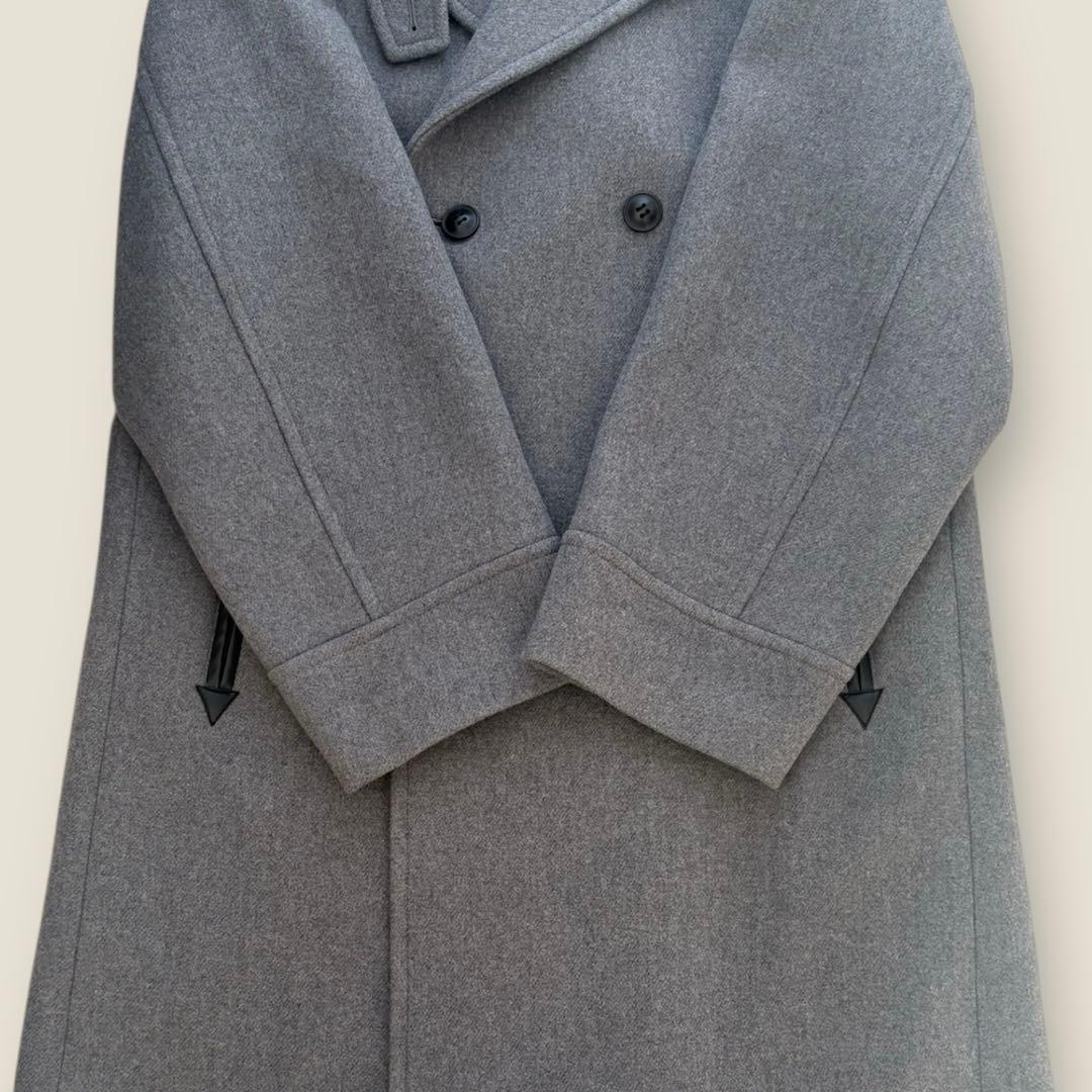 美品 uncrave アンクレイブ プルーフメルトンロング Pコートグレー