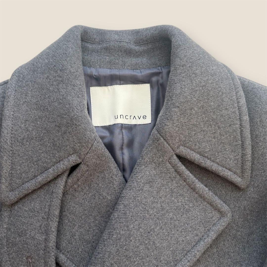 美品 uncrave アンクレイブ プルーフメルトンロング Pコートグレー
