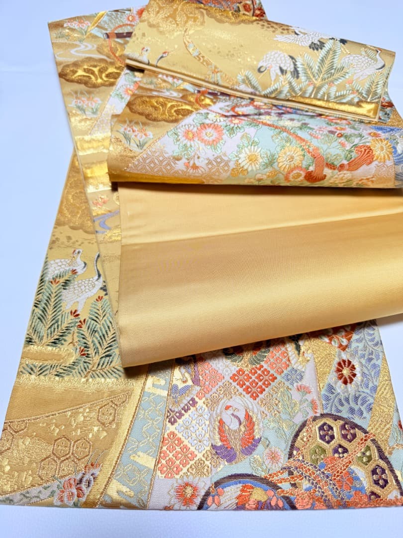 高級 袋帯 正絹 六通柄 西陣織 ゴールド 訪問着 留袖 色無地 約40万円