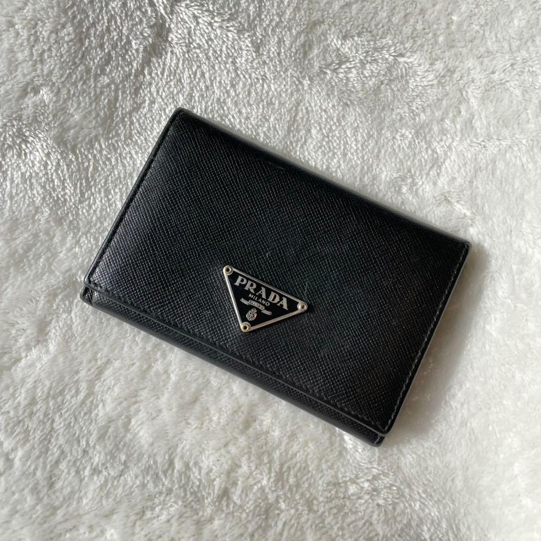 PRADA プラダ サフィアーレザー 三角ロゴ カードケース 名刺入れ