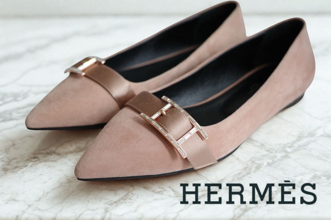 HERMÈS エルメス アピ ドゥース Hロゴ バレエシューズ ローズゴールド HERMÈS エルメス アピ ドゥース Hロゴ バレエシューズ ローズゴールド