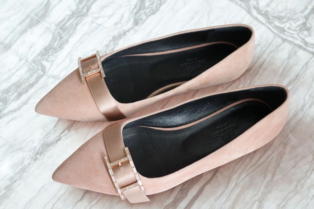 HERMÈS エルメス アピ ドゥース Hロゴ バレエシューズ ローズゴールド