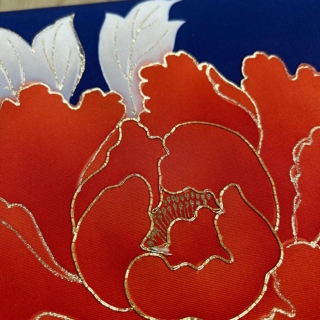 塩瀬 九寸名古屋帯 駒刺繍 牡丹文 正絹 金彩 579 - メルカリ