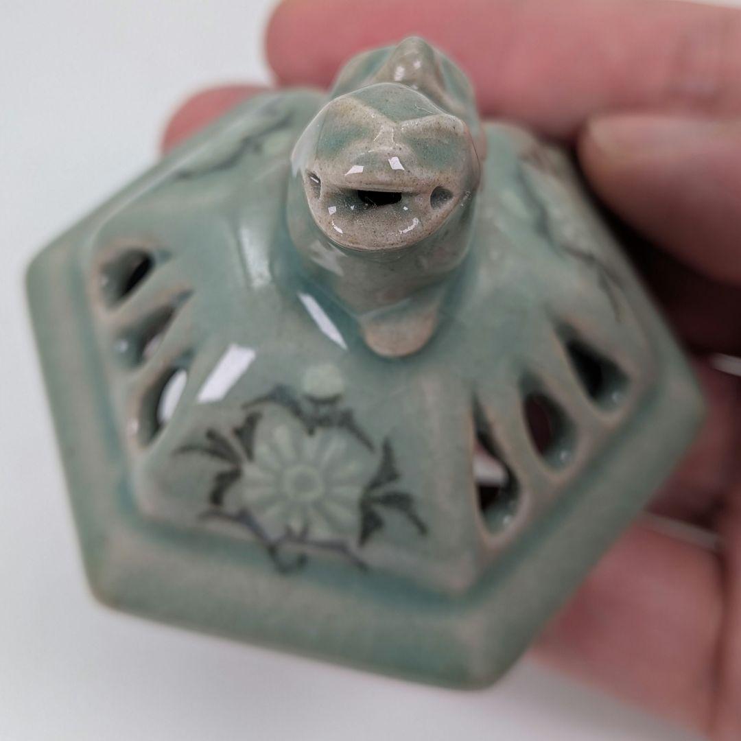 韓国人間国宝 申相浩 獅子摘青磁香炉 高麗青磁 韓国陶磁 香爐 香道具