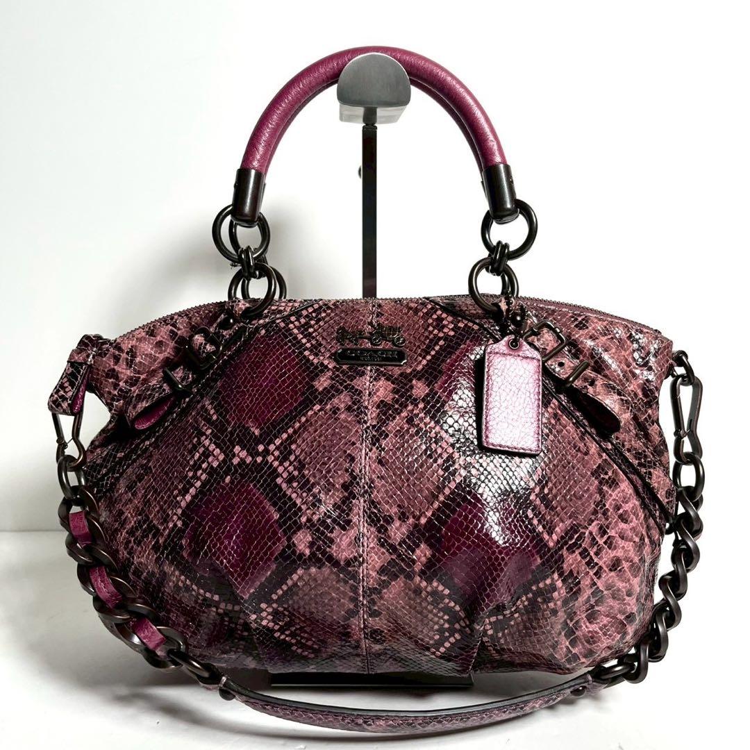 極美品・使用感少ない】コーチ マディソン 2way パイソン柄 チェーン