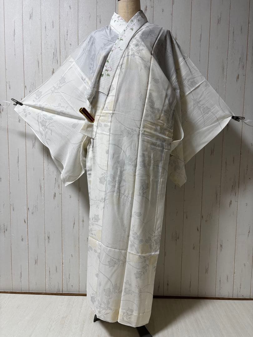 草木染 残糸織 白大島 証紙 身幅広め