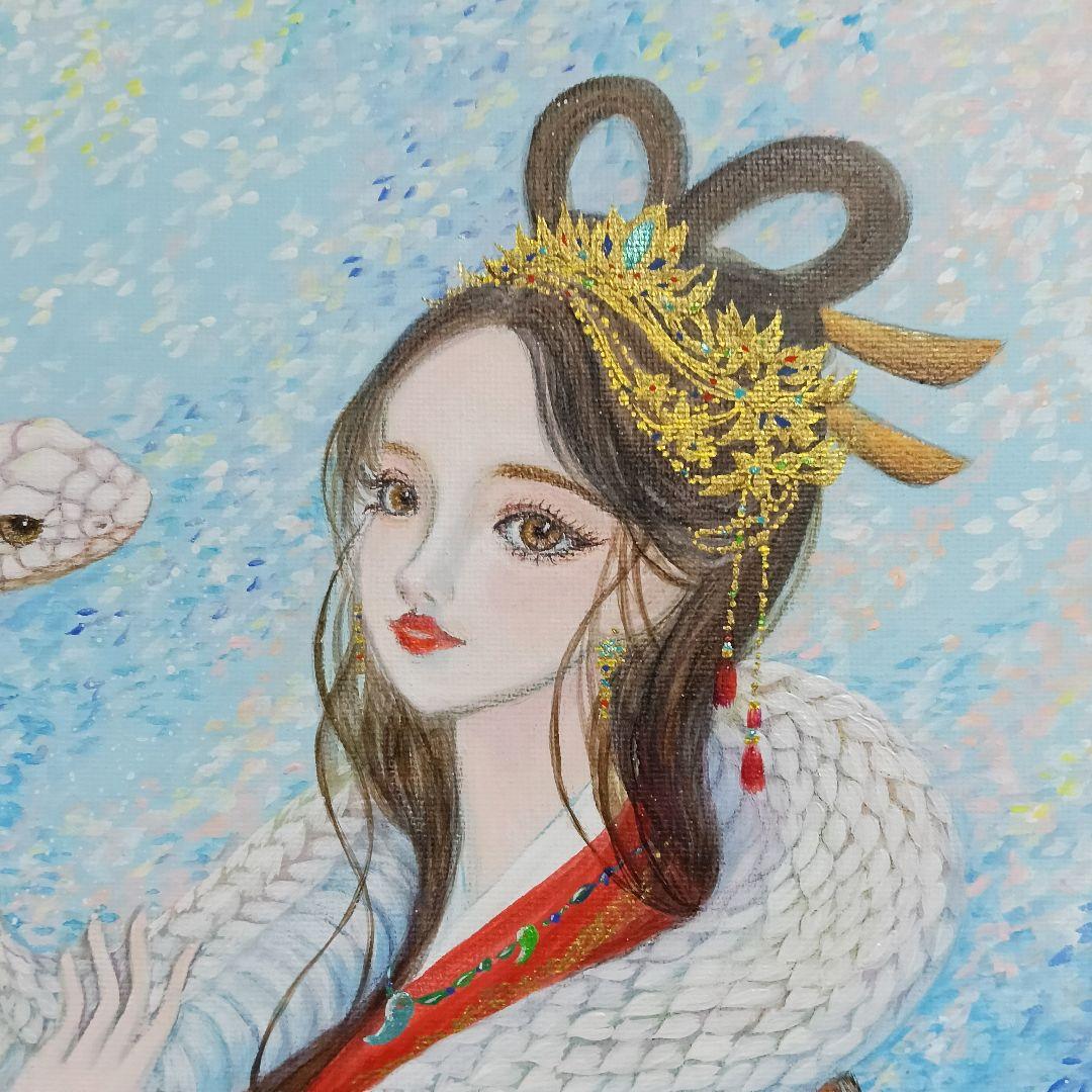 No.550 アクリル画 弁財天 白蛇 弁天様 蛇の絵 開運絵画 原画 - メルカリ