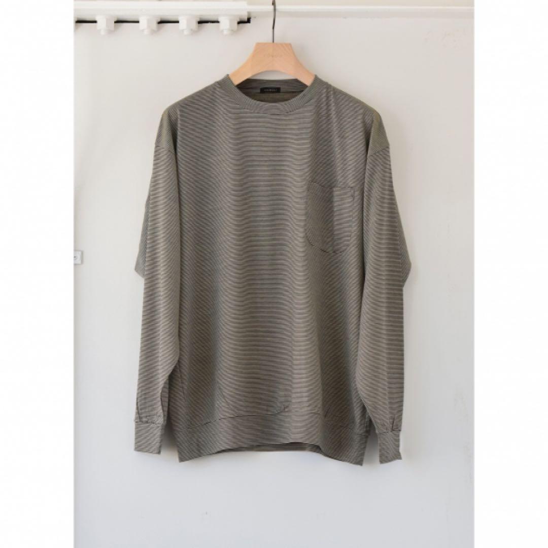 だ*ら様 comoli ウール天竺 長袖クルー サイズ3 border COMOLI (コモリ) ウール天竺 長袖クルー