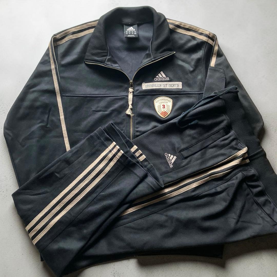 00s old adidas ブラックジャージセットアップ上下 XLサイズY2K - メルカリ