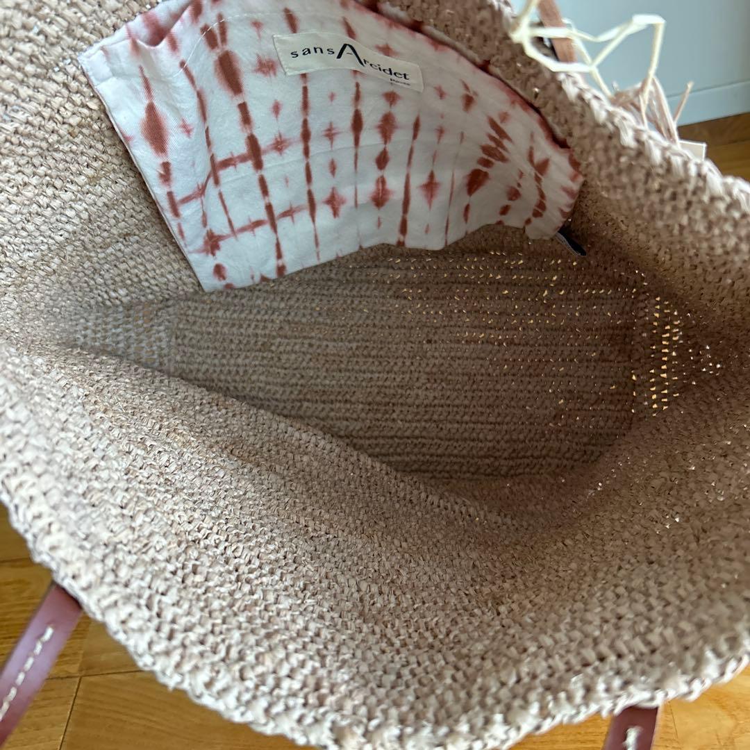 sans Arsidetストロー編み込みかごバッグ 大きめ ベージュ