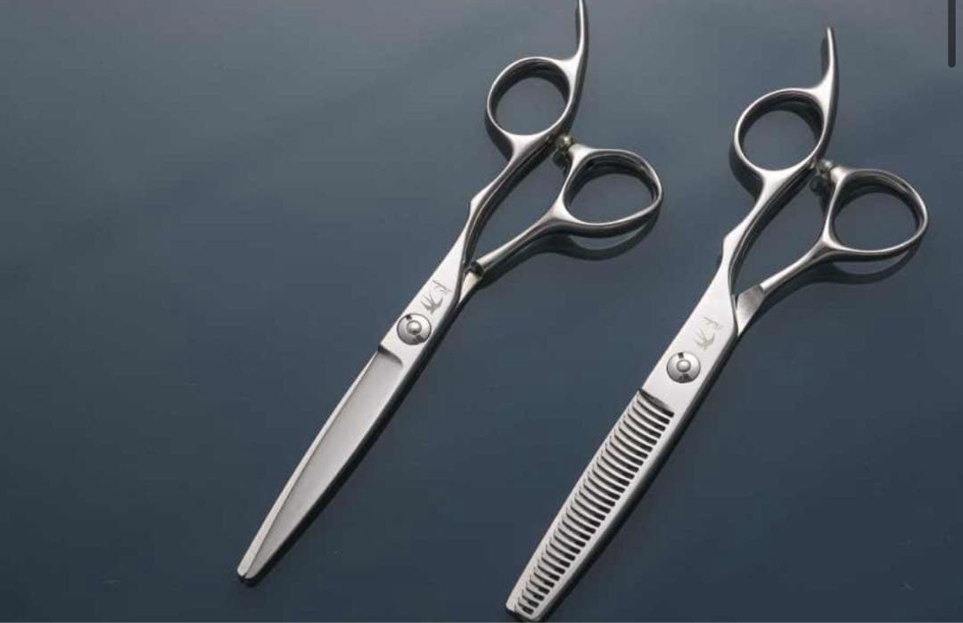 切れ味抜群プロ用セニングシザー理美容師スキバサミ&溝無し10%