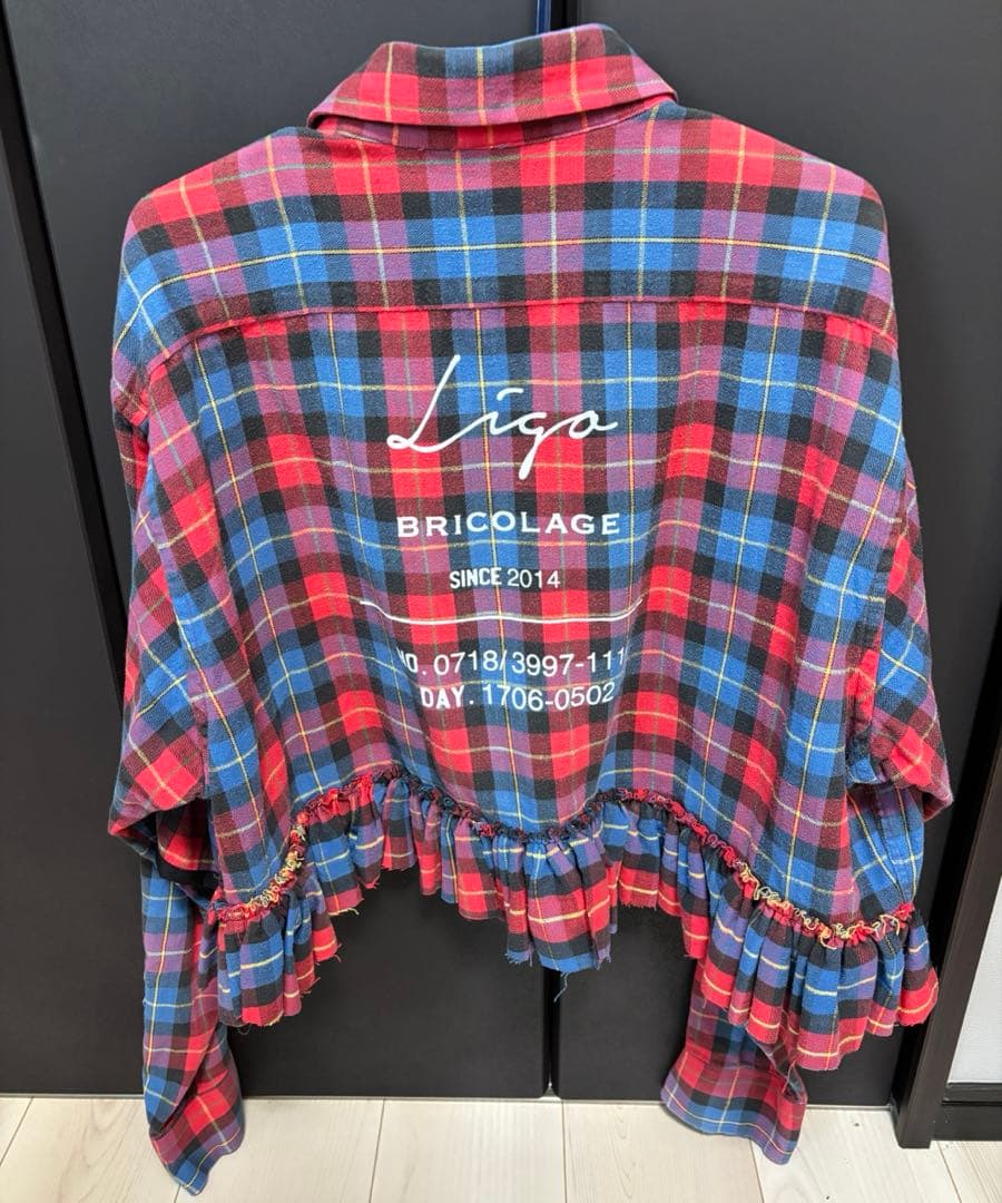 LIGO ligo ハンドメイド　リゴ　リメイクシャツ　チェックシャツ　赤 デシグアル Desigual パンク系 タータンチェック シャツ （ピンク