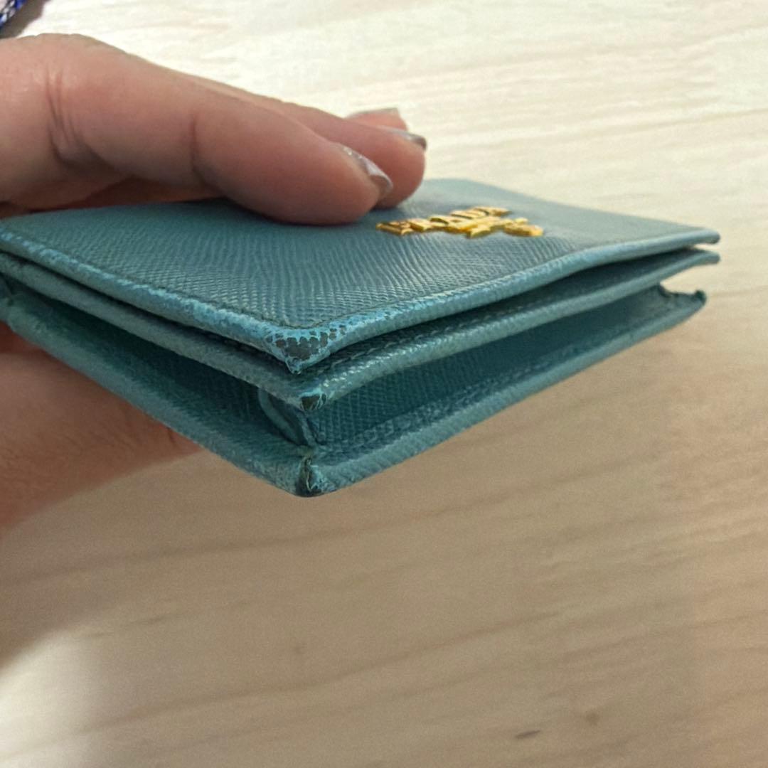 PRADA プラダ 名刺入れ ブルー サフィアーノレザー カードケース