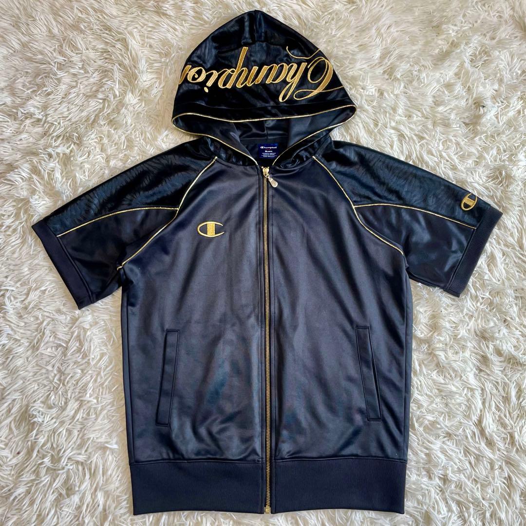美品】チャンピオン 魔裟斗モデル ジャージ セットアップ 黒 金 刺繍 M