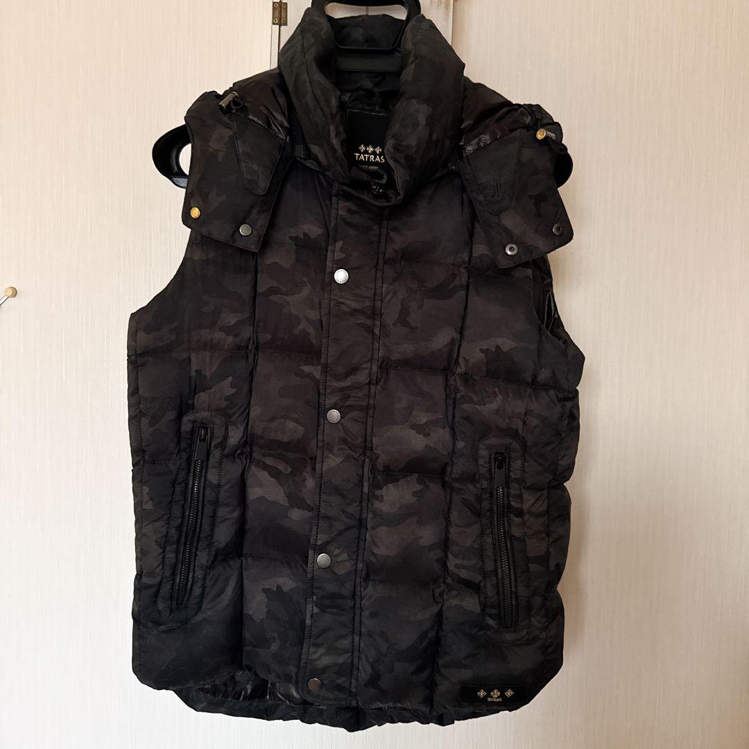 ほぼ新品 TATRAS タトラス ダウンベスト カモフラ 迷彩 ブラック 02