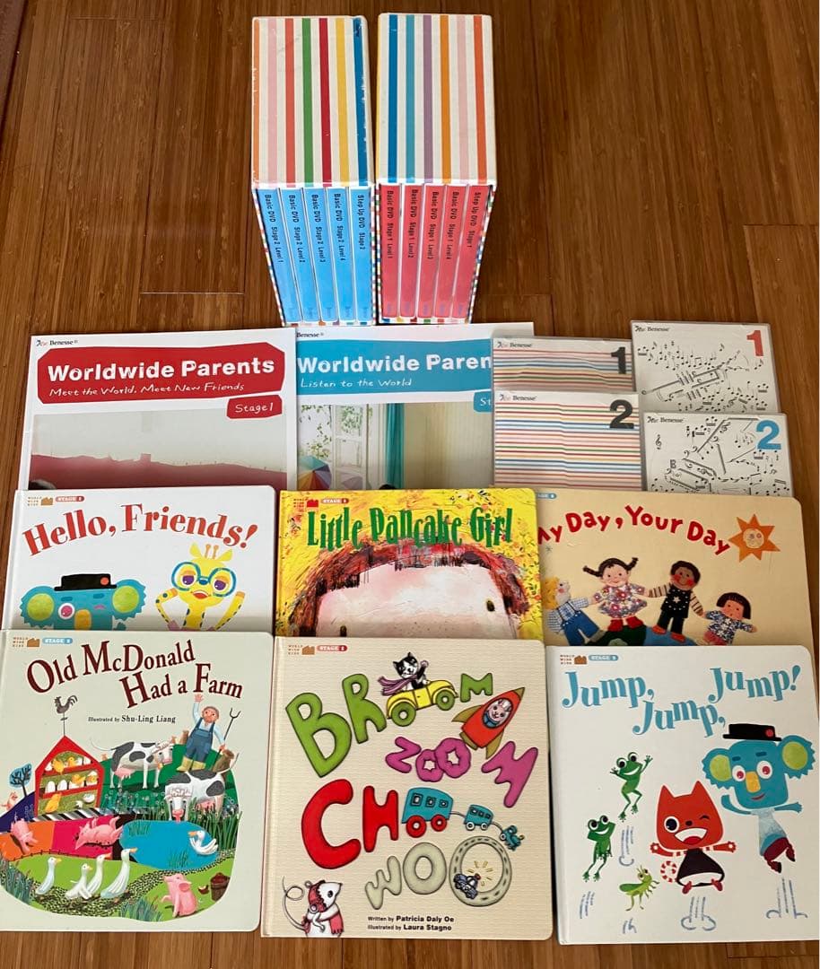 ベネッセ　Worldwide Kids DVD CD 本　LEVEL1,2 ワールドワイドキッズ ベネッセ WORLD WIDE KIDS DVD STAGE1〜6 全30巻