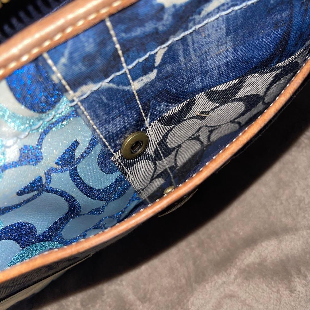 COACH コーチ パッチワーク デニム ワンショルダーバッグ シグネチャー