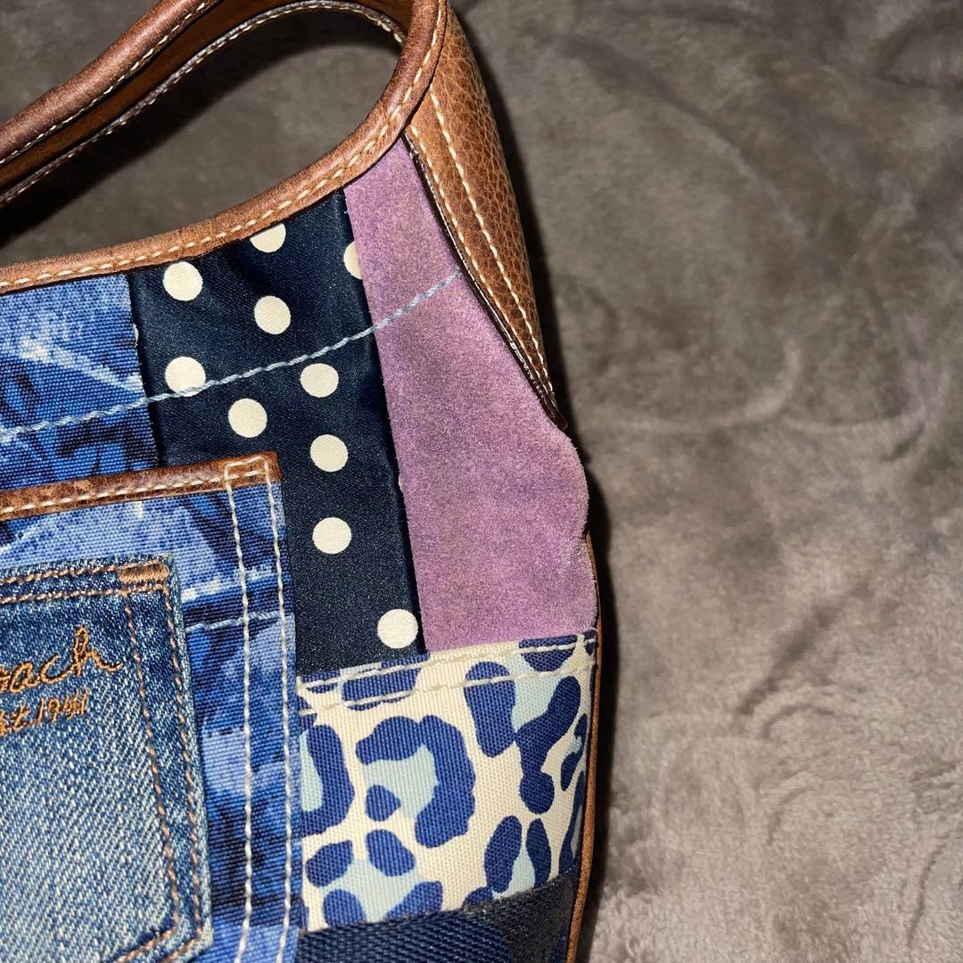 COACH コーチ パッチワーク デニム ワンショルダーバッグ シグネチャー