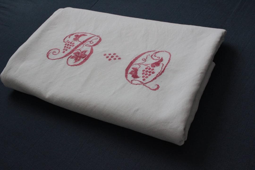 フランスアンティークイニシャルシーツ/モノグラム刺繍 - メルカリ