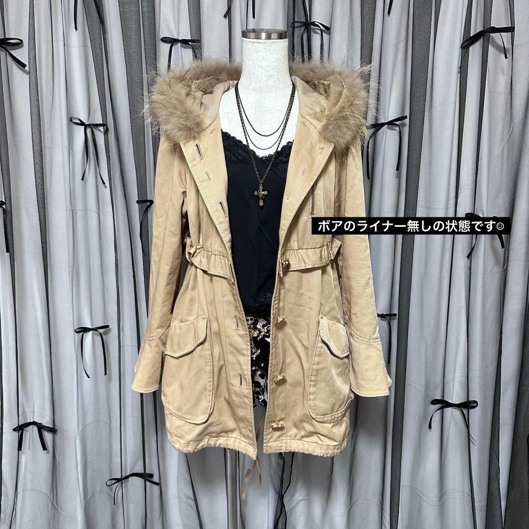 00s y2k フェアリーグランジ ファー付き モッズコート 平成ギャル