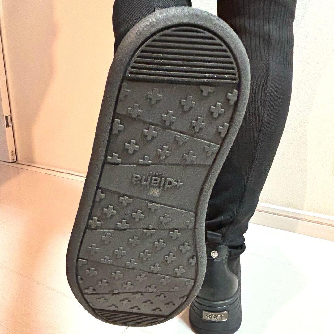 未使用品 +diana ニーハイブーツ ニット素材 撥水加工 24.5cm