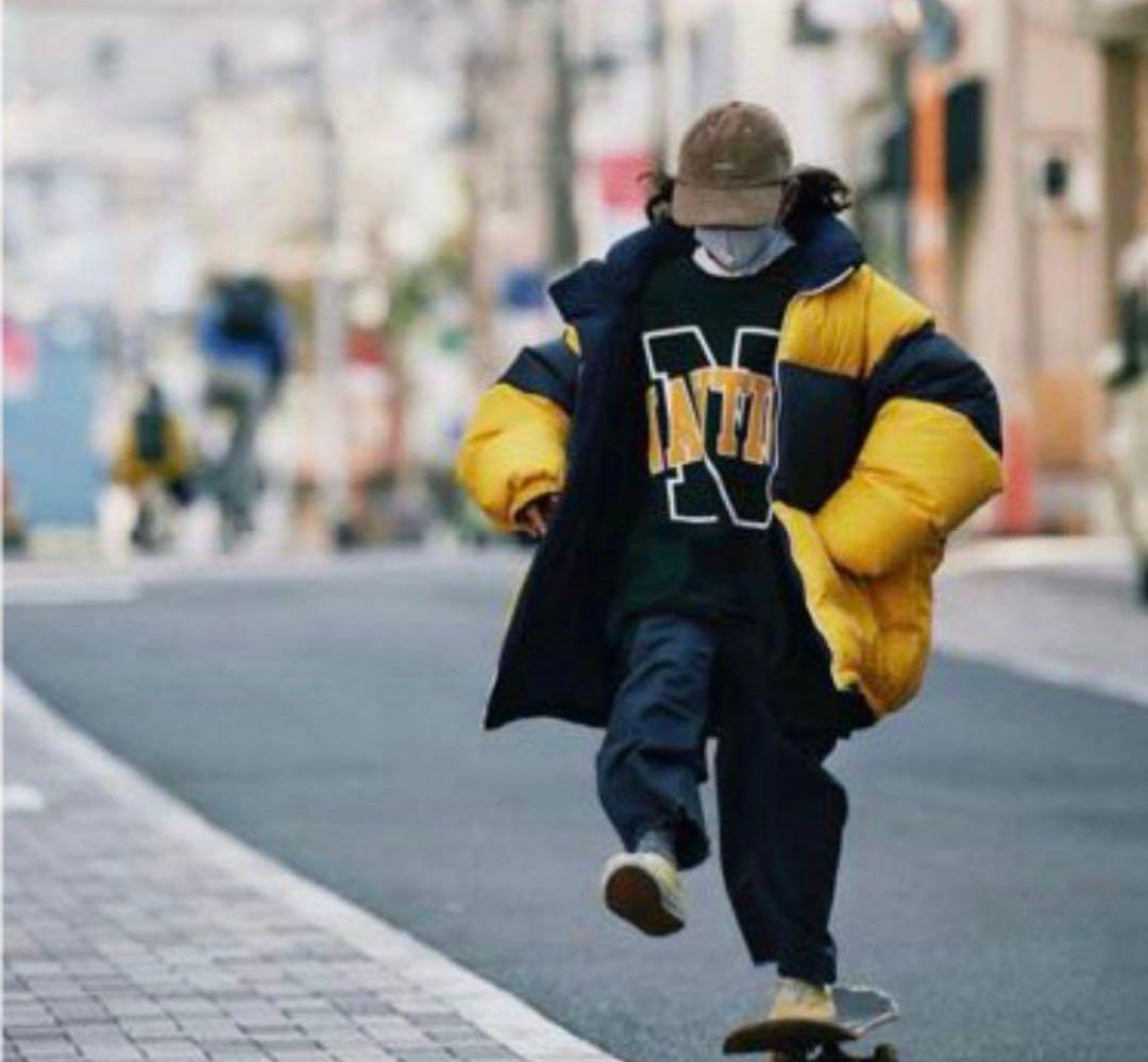 新品未使用】NAUTICA/ “TOO BIG”リバーシブルダウンジャケット緑