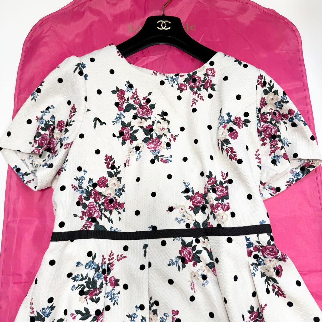 美品✨】ローズティアラ ワンピース 花柄 ドット 総柄 大きいサイズ 46
