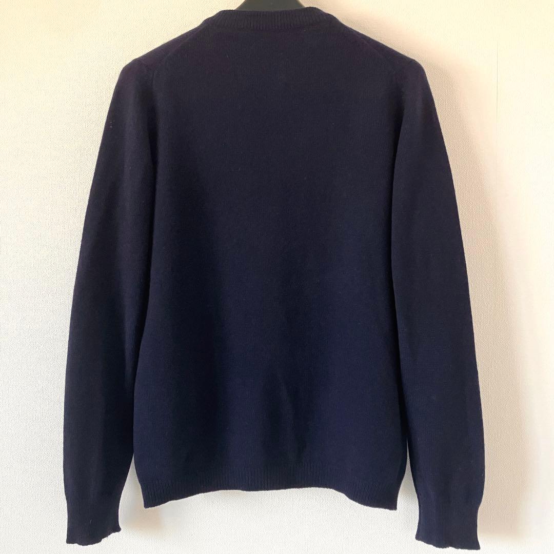 バランタイン カシミヤ100% 金ボタン ニットカーディガン38 ネイビー