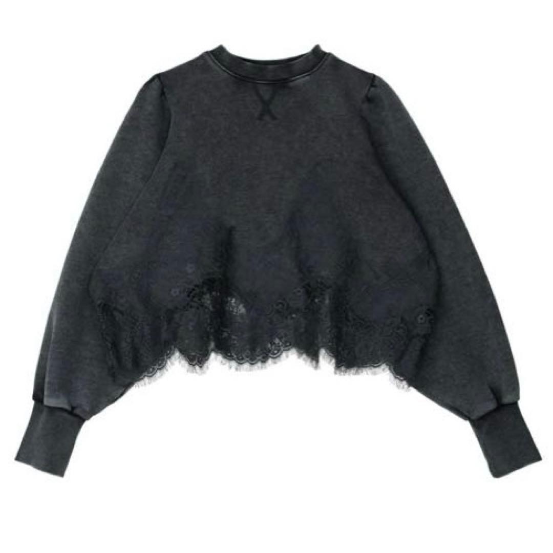 ameri CHEMICAL OVERDYE LACE SWEAT TOP