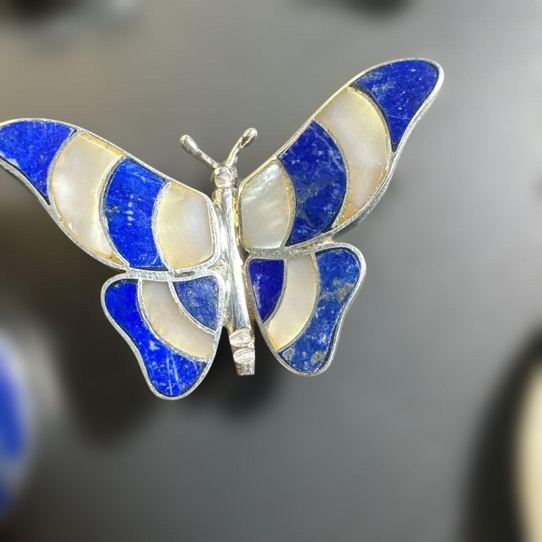 猫 ペンギン 蝶 シルバー970 ラピス マラカイト ブローチ他 2way