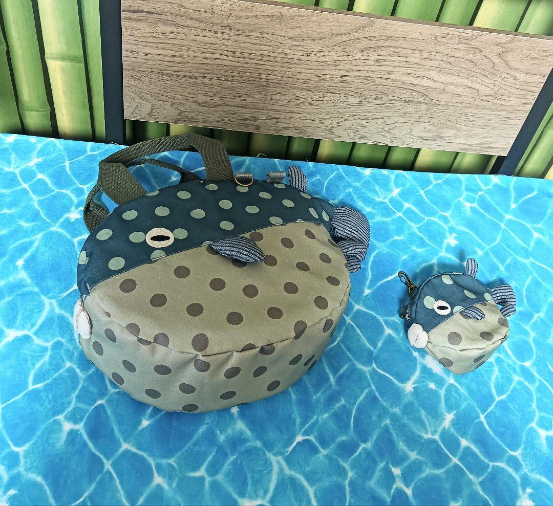 フグ ショルダーバッグ ポーチ セット ハンドメイド 河豚 ドット 水玉