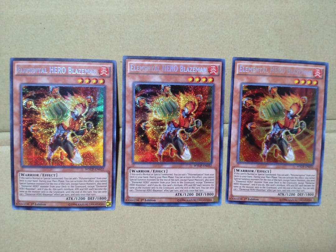遊戯王 英語版 E・HERO ブレイズマン 3枚セット シークレット WSUP