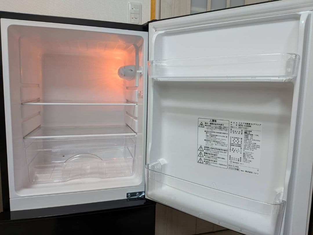 ニトリ2ドア冷蔵庫(黒)+家電製品延長保証の残り2年半