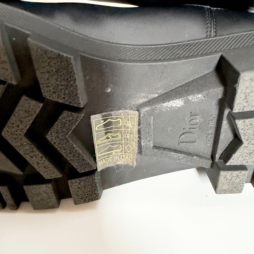 未使用級 ロゴ 厚底 DIOR チェルシーブーツ サイドゴア オールレザー