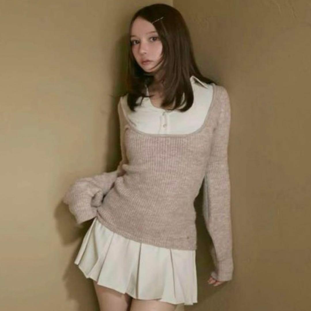 Andmary Demi layered mini dress Beige