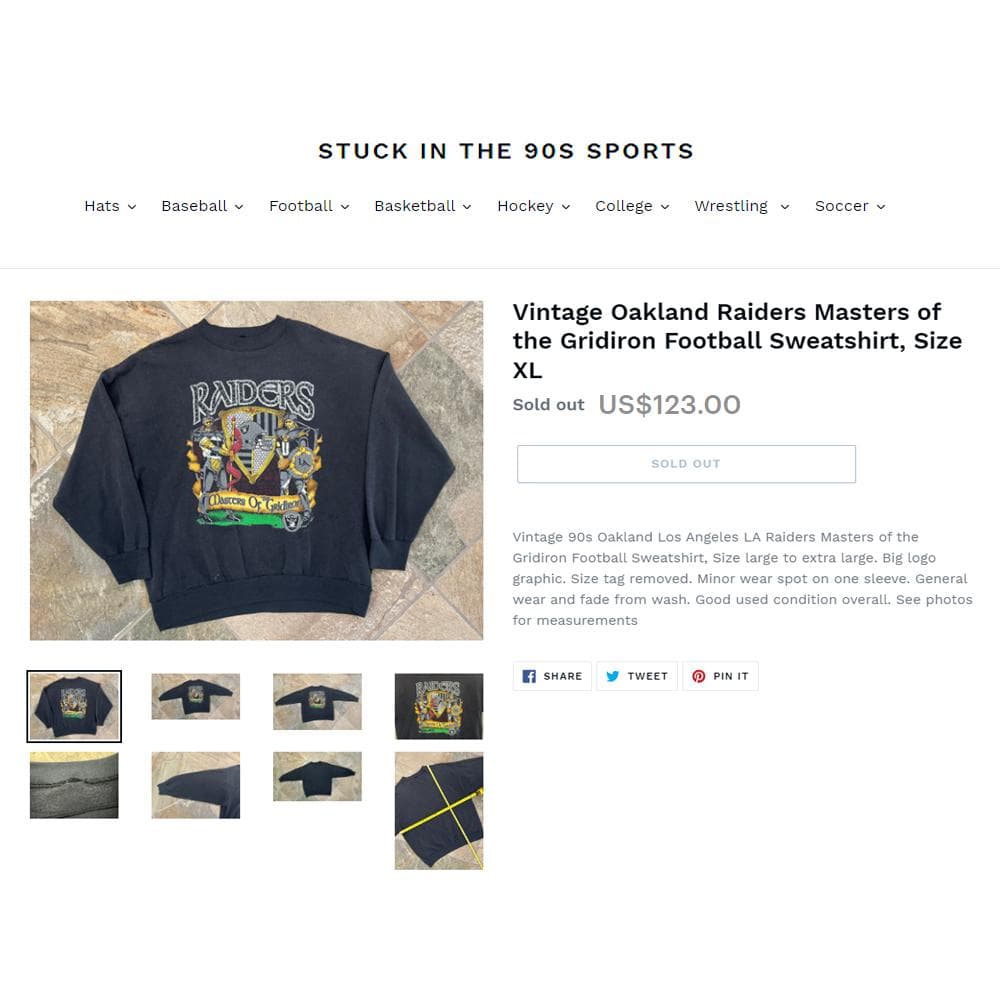 1991年USA製】鬼フェード NFL レイダース スウェット ビンテージ