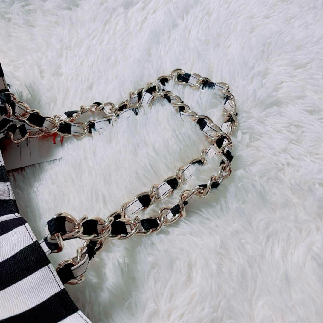 新品】ヴァレンティノ ストライプ トートバッグ 大きめA4 チェーン