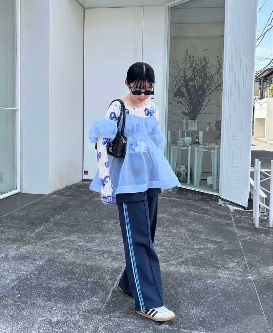 poppy あさぎーにょ オーガンジーオフショルダーキャミチュニック