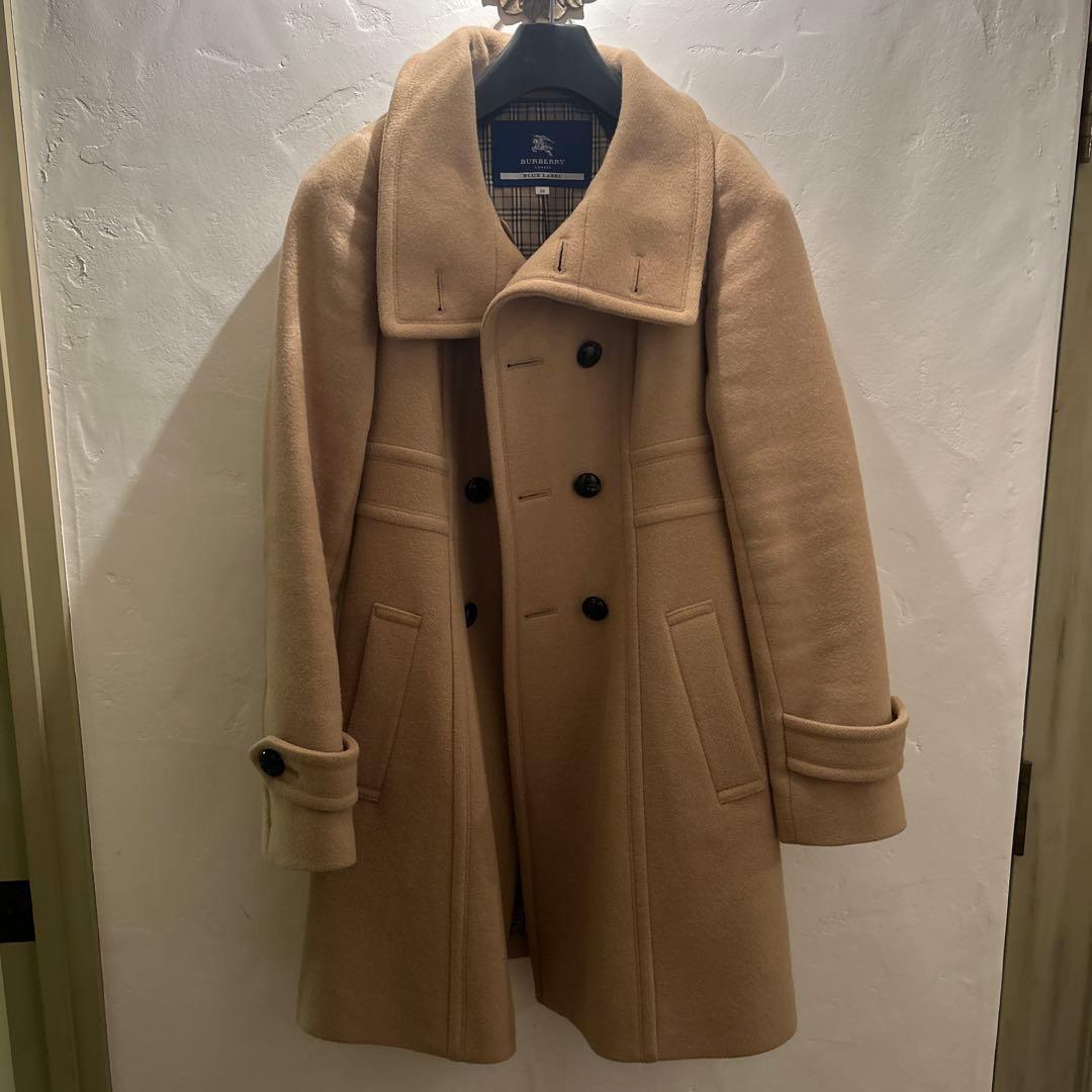 BURBERRY BLUE LABEL ウールピーコート 38 BURBERRY BLUE LABEL ブラックピーコート 38 M｜Yahoo!フリマ（旧